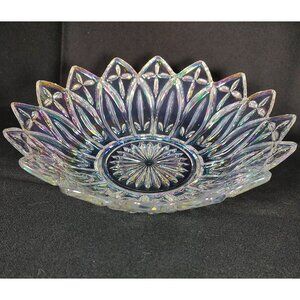 Federal Glass Iridescent Carnival Flower Petal Glass Bowl Multi-Color, Vintage
